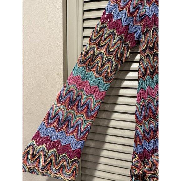 Casting Med Boho Hippie  Crochet Maxi Length Duster Cardigan Pocket Colorful - Picture 3 of 8